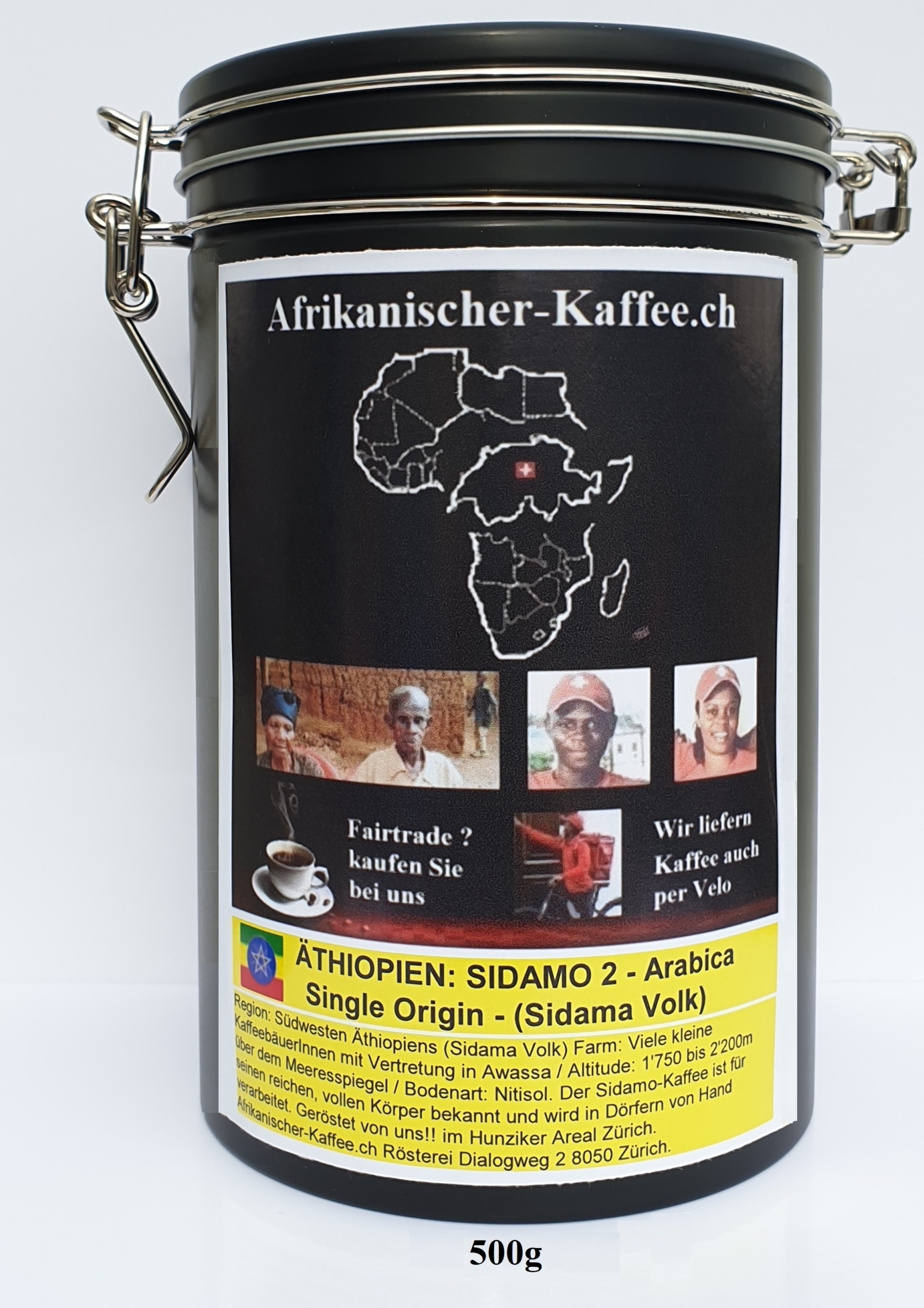 In Dosen: ÄTHIOPIEN KAFFEE SIDAMO 2 - Arabica Single Origin - (Sidama Volk) 500g - Bio Organic zertifiziert und Fair – Bild 2