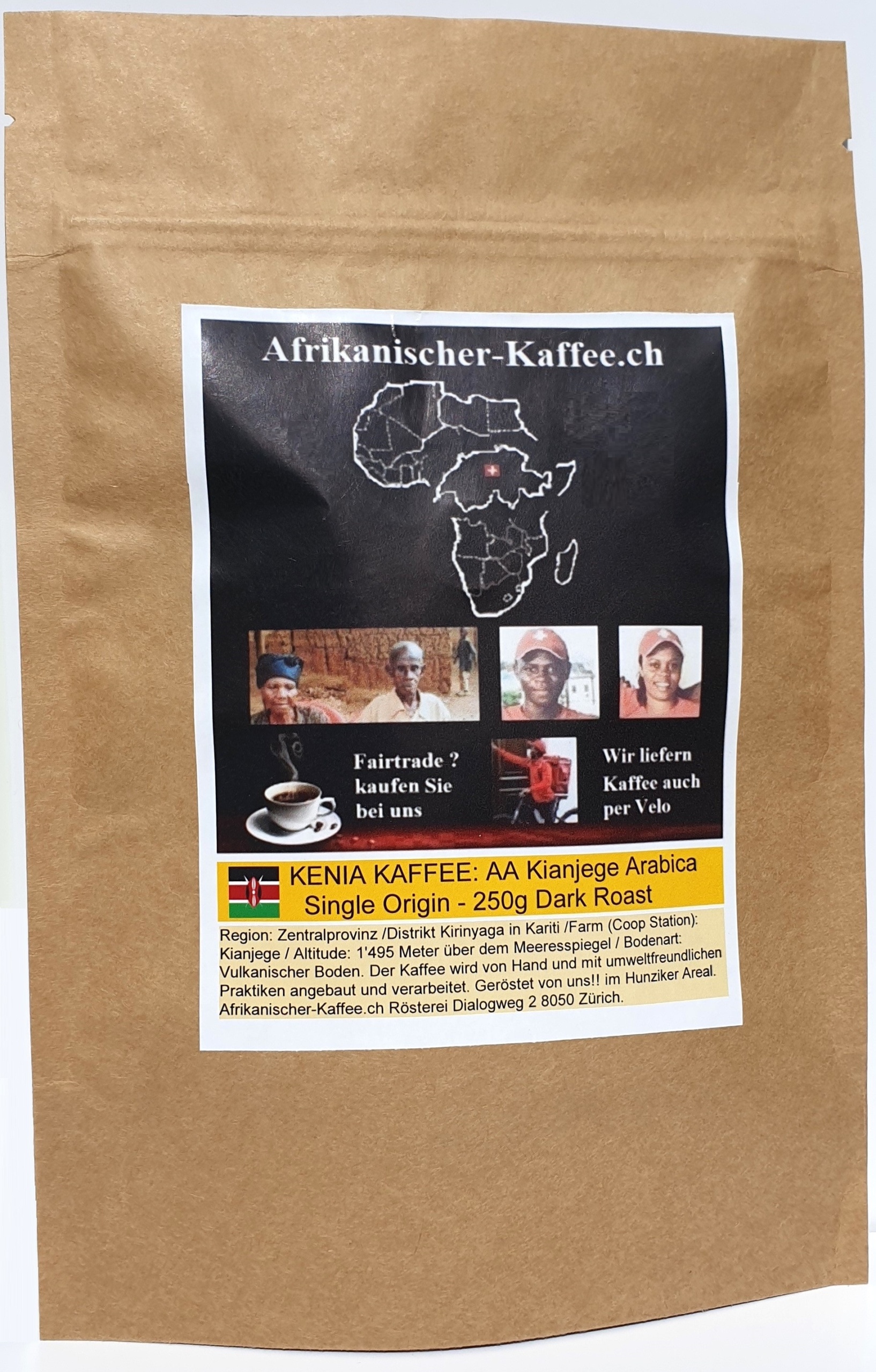 Im Beutel: KENIANISCHER KAFFEE: AA Kianjege Arabica - Single Origin (Distrikt Kirinyaga in Kariti) 250g