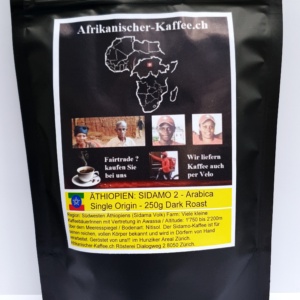 Im Beutel: ÄTHIOPISCHER KAFFEE SIDAMO 2 - Arabica  Single Origin - (Sidama Volk) 250g - Bio Organic zertifiziert und Fair gehandelt