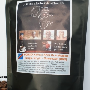 Im-Beutel: Kaffee aus Kongo : Kongo Kaffee Kivu Gr. 4 - Single Origin - Arabica 250g ( Demokratische Republik Kongo / Congo)