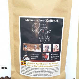 Im-Beutel: Kaffee aus Uganda : Uganda natural Robusta Screen 18 - 250g Kaffee-Regionen: Osten und Nordwesten (Onkoro)